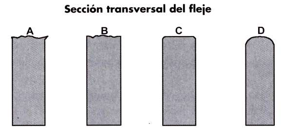 Sección transversal con los cuatro tipos de terminación de borde del fleje